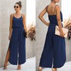 ECOWISH Women Long Pants Jumpsuit: Spaghetti Strap Casual Wide Leg