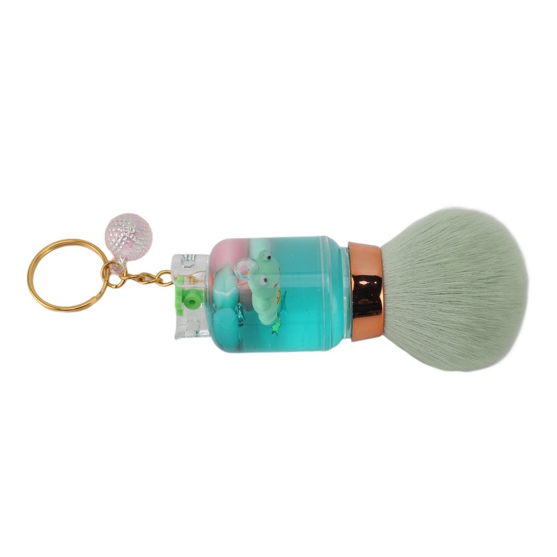 2pcs Loose Powder Brush with Keychain Transparent Handle Synthetic Shed