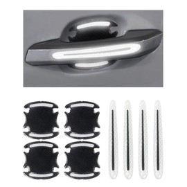 Flaconi Pack of 8 Door Handle Protection Car, Car Door Handle Sticker 3D Carbon Fibre Protective Film Sticker, Car Door Handle Paint Scratch Protection Scratch Protection Film Pad, Warning Sticker for