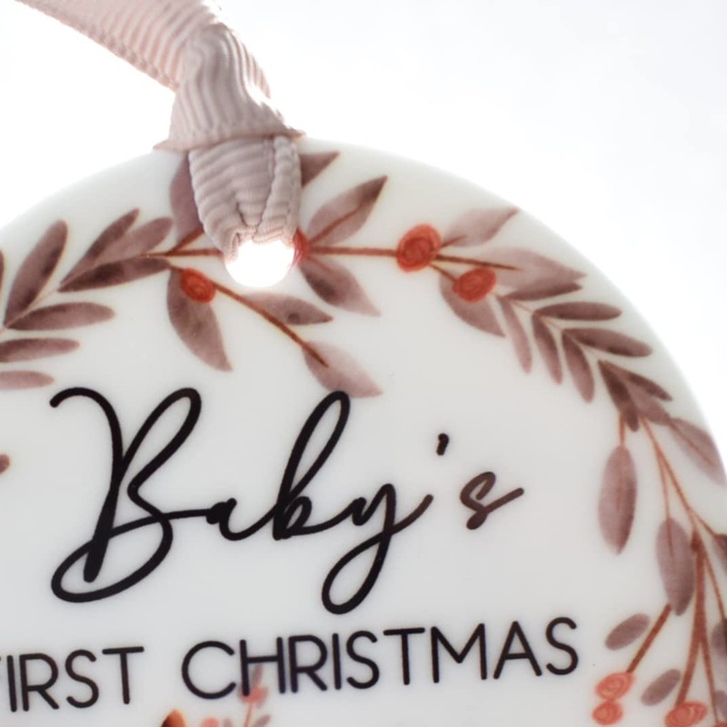 Baby's 1st Christmas 2024 Xmas Tree Decoration. Cute Deer Design.