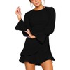 WEEPINLEE Womens Long Sleeve Round Neck Ruffles Wrap Dresses Party