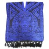 Del Mex Hand Woven Mexican Shawl Poncho Gaban Aztec Calendar (Blue)