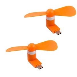 Sokelinn-six Ventilador de teléfono tipo C, mini ventiladores de mano de refrigeración USB C, enfriador portátil de verano para dispositivos de enchufe tipo C, 2 piezas (naranja)