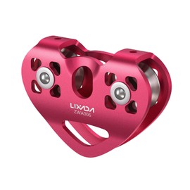 Lixada Side Swing Pulley Climbing Pulley Aluminum 10KN Working Load Double Shaft Climbing Pulley Heart Shaped Micro Pulley for Maximum Wire Rope Diameter 13mm/0.5IN for Rock Climbing