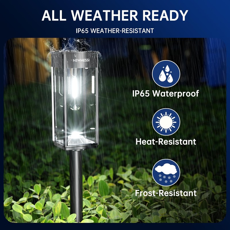 NEWMESSI Solar Pathway Lights Outdoor Solar Garden Lights Waterproof Bright