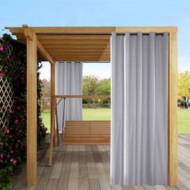 ELEOPTION Outdoor Curtain, Waterproof Opaque Curtain, Windproof, UV protection, Sun Protection Curtains for Balcony, Garden, Yard