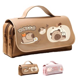 LHLZNB Clear Pencil Case for Exams - Large, Aesthetic Design Ideal for Girls and School Use，Clear Pencil case for Exams，Pencil case for Girls，Large Pencil case，Boys (Coffee)