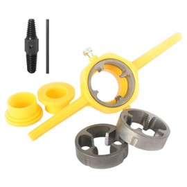 B Baosity 6x NPT Round Die Set Pipe Manual Hand Tool Thread Tool Professional Tap and Die Set Pipe Threader Plumbing Tool for Household, 19.6cm, Yellow