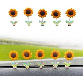 Junfamilee 5 Pcs Cozy Home Sunflower,Ornaments Sunflower for Cars,Creative Car Rocking Ornament,Car Accessories,Sunflowers Dashboard Decorations for Mother's Day Home Decor Accents