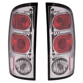 TRQ 2 Piece Driver & Passenger Side Tail Light Assembly Performance Set Chrome Housing Compatible with 2002-2006 Dodge Ram 1500 Ram 2500 Ram 3500 CH2800147 CH2801147