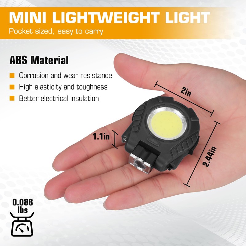 EverBrite COB Keychain Work Light, 2 Pack Rechargeable Keychain Light