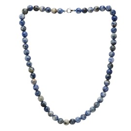 TreasureBay Handmade Mens Beaded Necklace Chain Tigers Eye Onyx Grey Agate Jasper 8MM Natural Gemstones Healing Crystal Jewellery (Blue Spots)