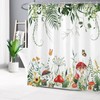 LB Sage Green Plant Shower Curtain Red Mushroom Orange Butterfly