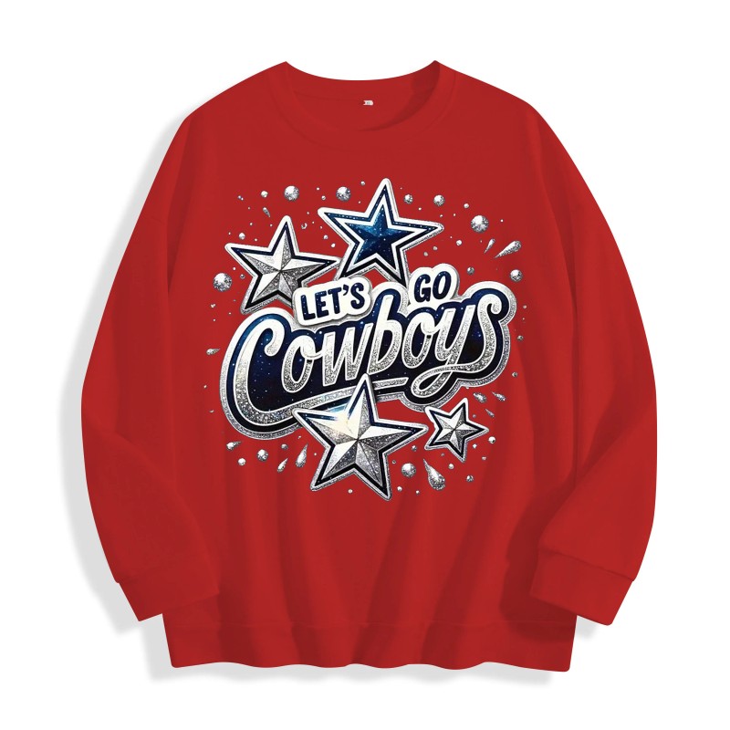 Dallas Cowboys "Let's Go Cowboys" Graphic Crewneck Sweatshirt, 6 Colors,