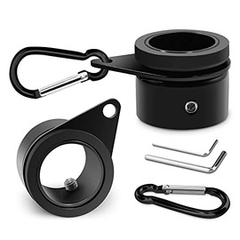 Flag Pole Rings, Aluminum Alloy Flagpole Rings 360° Rotating Anti Wrap Flag Mounting Ring, Spinning Flag Pole Clips with Carabiner for 0.75-1.02 Inch Diameter- Pack of 2 (Black)