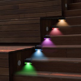 K.E.J. Solar Pool Side Lights Color Changing Solar Deck Lights Outdoor LED Step Light Waterproof Pool Accessories Decor for Stairs Fence Yard Driveway Pathway Yard Backyard Garden (16)