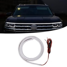 ZKFAR 1 PC Car LED Light, 59 Inches Flexible Waterproof Car Hood Strip Light, Car Hood LED Strip, Car Daytime Running Light Strips, Hood Light for Car, Truck (White)