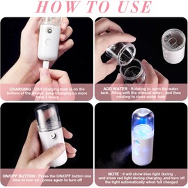 Nano Facial Mister 30ml - Mini Humidificador Facial Portátil 2 Piezas (Blanco y Azul)
