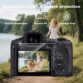 Camera Case for Canon EOS R5 Mark II, Soft Silicone Protective Cover + 3PCS Tempered Glass Screen Protectors, Anti-Scratch Shockproof Camera Accessories - Black (Black)