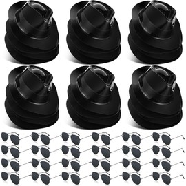 Mepase 24 Pcs Black Gangster Hat with 12 Pairs Glasses, Plastic Gentlemen Hats, Gangster Costume Hats for Adults Men Women 1920s Party