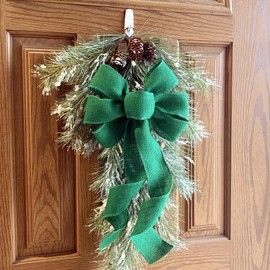 GiftWrap Etc. Emerald Green Burlap Wreath Bow - 10" Wide, 18" Long Tails, St. Patrick's Day, Easter, Spring Decor, Thanksgiving, Christmas Decoration, Winter, Farmhouse Decor, Mardi Gras