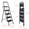 4 Step Ladder, HBTower Folding Step Stool with Tool Platform,