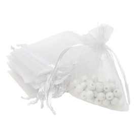 100 Pieces of Gauze Bags, White Mesh Bags, Drawstring Bags, Wedding Candy Gauze Bags, Jewelry Bags, Candy Gift Bags, Suitable for Wedding and Birthday Gift Packaging