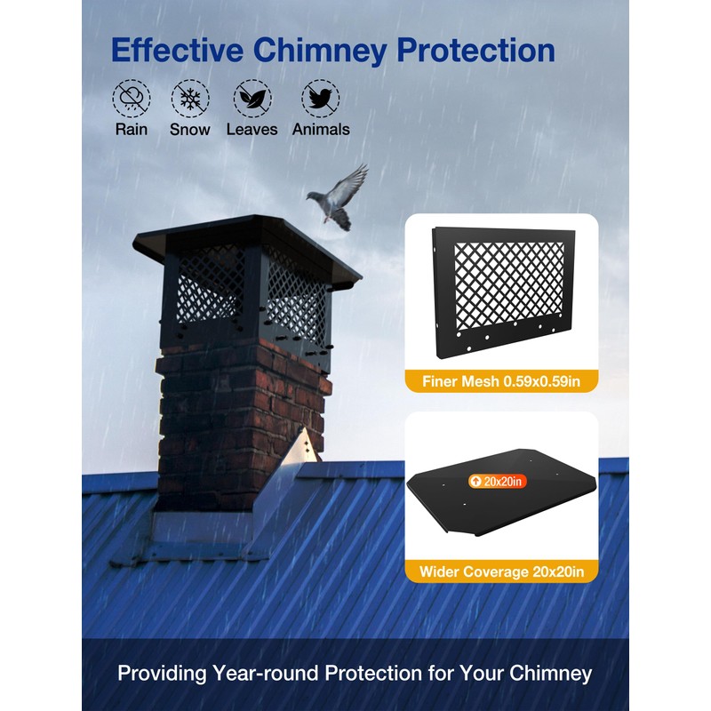 Hahaemall Chimney Cap, 14" x 14" Chimney Cover, Chimney Rain