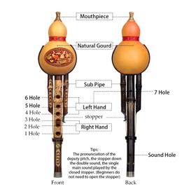 YCXYQ bB Key - Chinese Hulusi Purple Bamboo Cucurbit Flute Yunnan Zizhu Cucurbit Flute Chinese Musical Instrument Handmade（Key of B Flat）