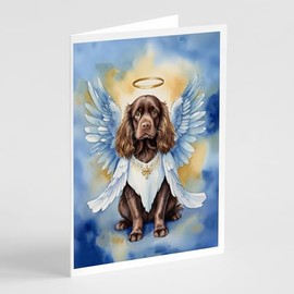 Caroline's Treasures Sussex Spaniel My Angel Greeting Cards Pack of 8 Blank Cards with Envelopes Whimsical A7 Size 5x7 Blank Note Cards