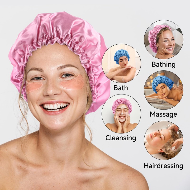 Shower Cap Reusable Waterproof Shower Caps For Women, Plastic Hair
