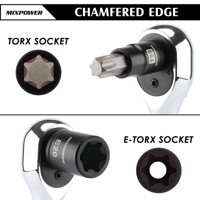 MIXPOWER 32PCS Torx Bit Socket Set, 14 Star Bits (T8-T70)&
