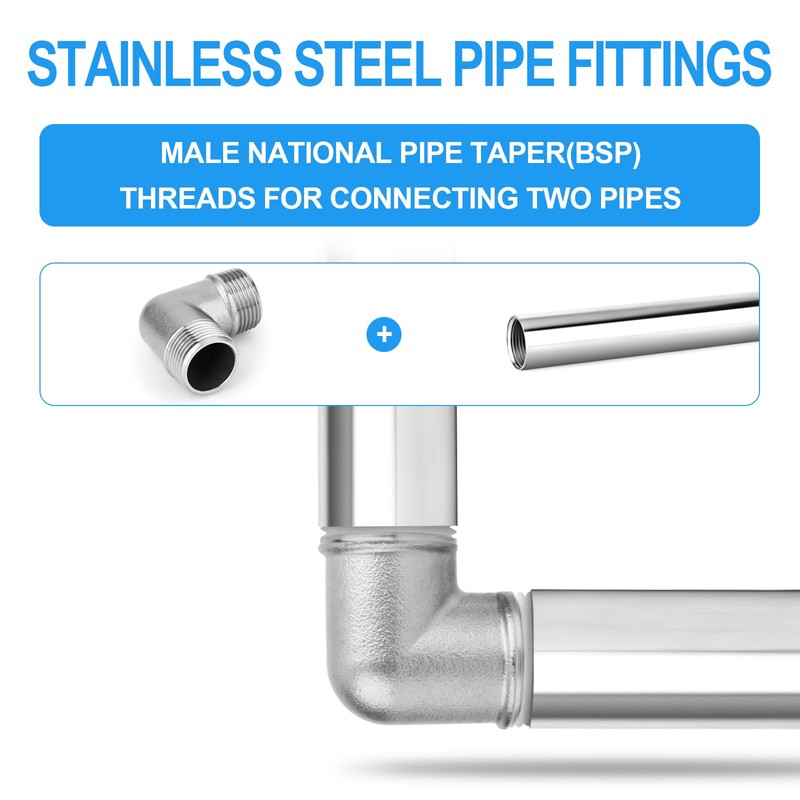 ERGAOBOY Pack of 5 304 Stainless Steel 90 Degree Male
