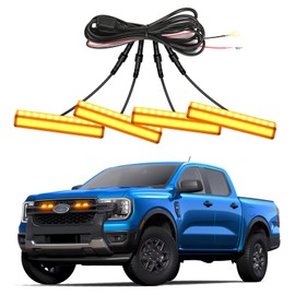 4PCS Front Grille Lights for Ford Ranger 2024 2025 Bright Bumper Grill Light Bar LED Running Lamps Fit for XL XLT Lariat Car Accessories (Fit for 2019-2025, Amber Lights)