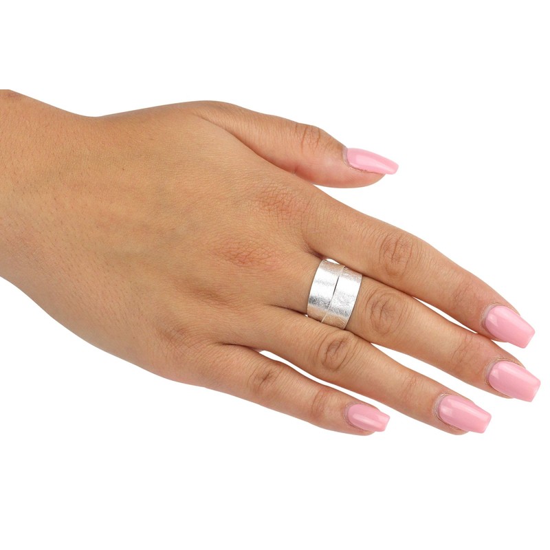 SILBERMOOS Women's Ring Band Ring Double Ring Two Rails Brushed