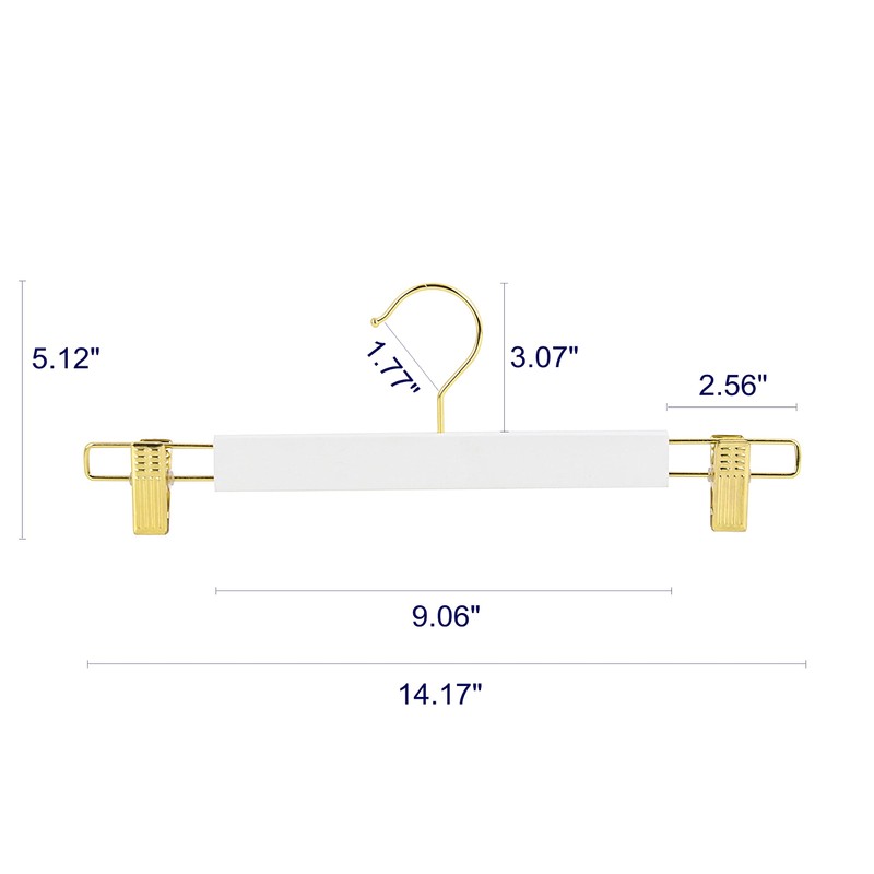 Amber Home 14.17" Solid White Wooden Pant Skirt Hangers with