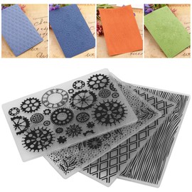Fdit Carpeta de grabación en Relieve para Bricolaje, 4 Carpetas de plástico en Relieve para Sobres para Invitaciones para Tarjetas