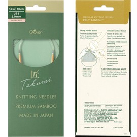 Clover PRO Takumi Circular Knitting Needle Bamboo 16 inches Size US 8 (5.00mm) 3310 with 10 Colorful Stitch Markers