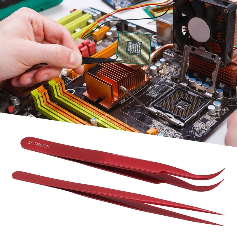 Tweezer Set Aluminum Alloy Curved Straight Head Anti Magnectic Accuracy