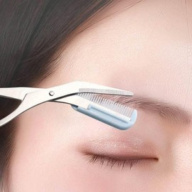 Women's Portable Eyelash & Eyebrow Grooming Kit: Scissors, Comb, Tweezers Eyelash Trimmer Blue 2ea