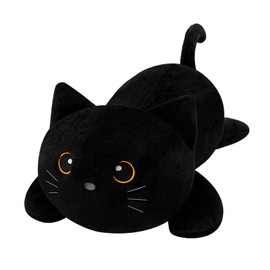 SQEQE Weighted Stuffed Animals Black Cat, Weighted Black Cat Plush, Plushies for Stress Relief, Soft Black Cat Pillow Toy for Kids Adults, Christmas & Valentines Gift 13.8 Inch, 1.7 Lbs