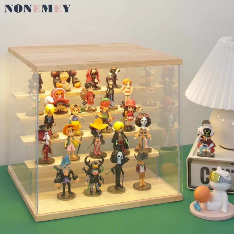 NONEMEY Clear Acrylic Display Case Stand with LED Light 2/3/4/5/6