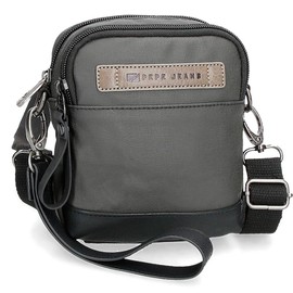 Pepe Jeans Truxton Pencil Case, Grey, 19 x 5 x 3.5 cm, Cotton, Polyester and PU, Multicoloured (multicoloured), Double shoulder strap