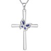YL Butterfly Cross Necklace Sterling Silver Crucifix Pendant Created Tanzanite