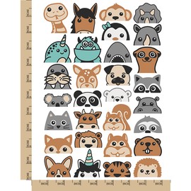 Peeking Animals Panda Squirrel Dinosaur Shark Temporary Tattoo Water Resistant Fake Body Art Set Collection - Color (One Sheet)