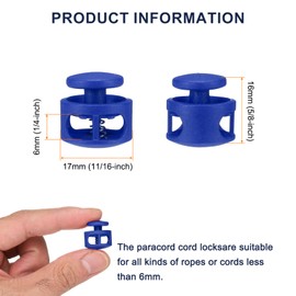 sourcing map 5pcs Plastic Cord Locks Double Hole Spring Toggle Stopper Clip Elastic Clasp Lock Fastener for Drawstring, Paracord, Bags, Clothing, Gloves String Lock Replacement, Blue