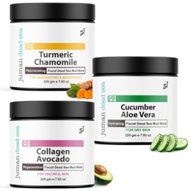 JUMAN Juman Facial Care Set | For Dry Skin | Dead Sea Mud Mask Set with Essential Oils & Plant Extracts | Nourishes, Protects & Hydrates | SLS & Paraben Free | Vegan | Pack of 3