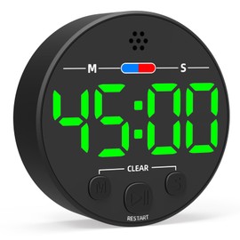 Visual Digital Timer for Kitchen, Classroom, Kids, Productivity, Magnetic Countdown Timer for Egg Cooking, Toddler, Focus, Work, Task, Small Desk Timer with Large LED Display, Super Loud Alarm - Green