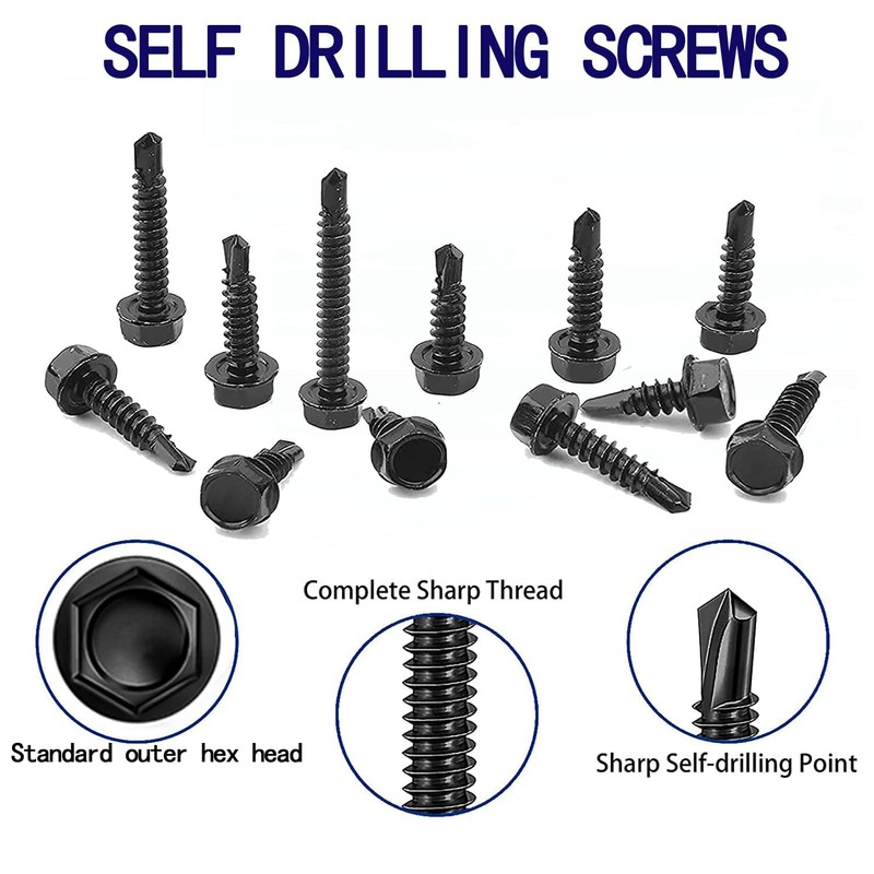 ZAMBASE 100 PCS 410 Stainless Steel #8X5/8 Self Tapping Screws