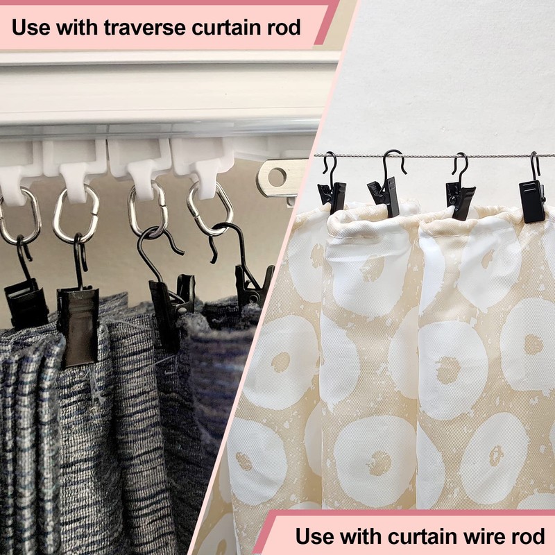 Coideal Small Curtain Clips for Hanging - 60 Pack Black